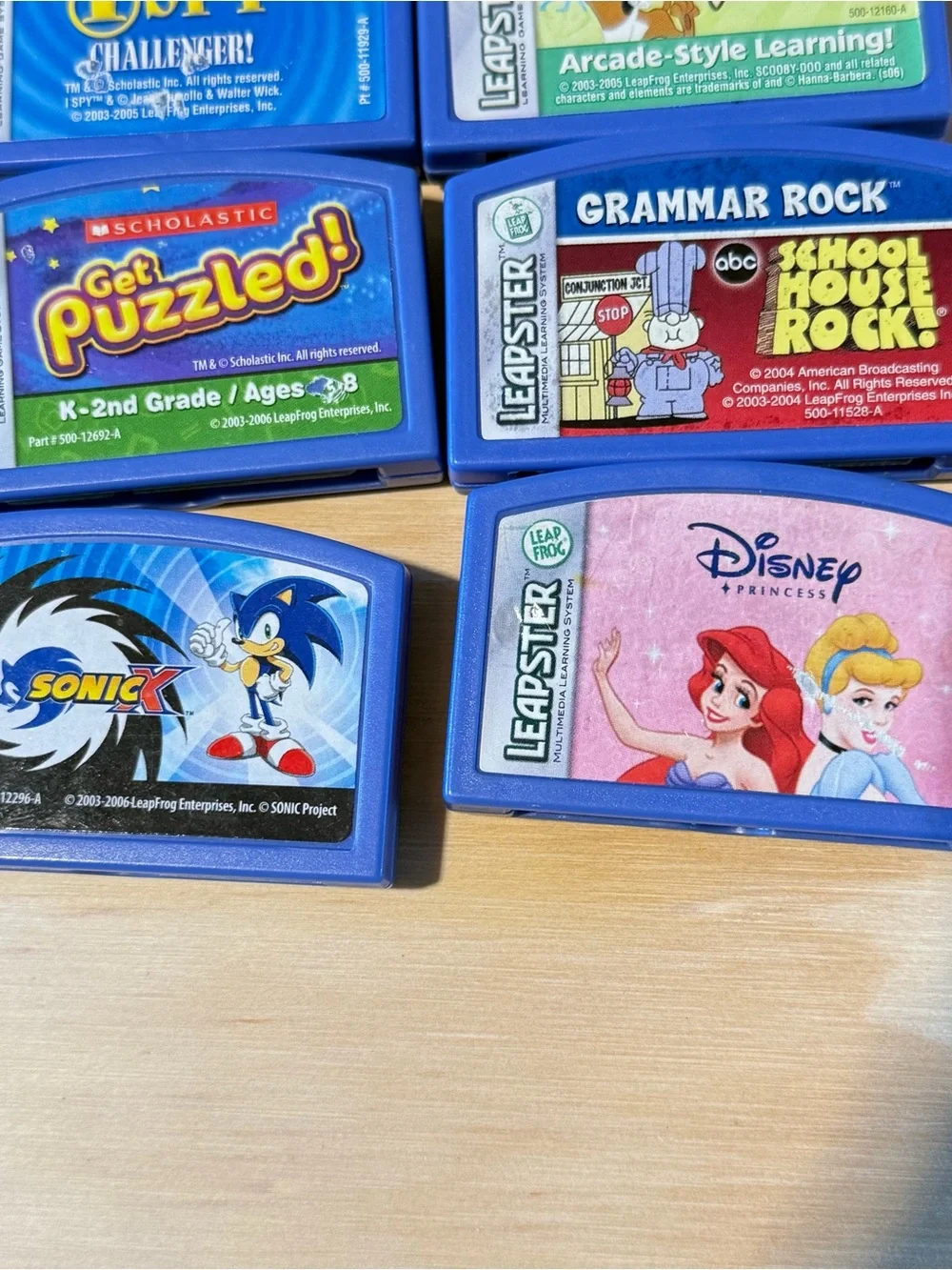 Leapfrog Leapster Lot of 8 Cartridges Sonic Disney NASCAR Tested Good Read Info!